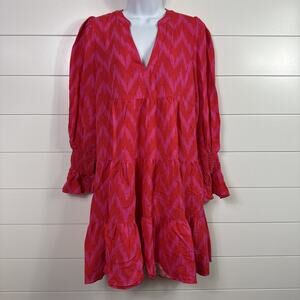 Tuckernuck Pomander Place Ikat Kenzo Long Sleeve Dress Hot Pink sz M